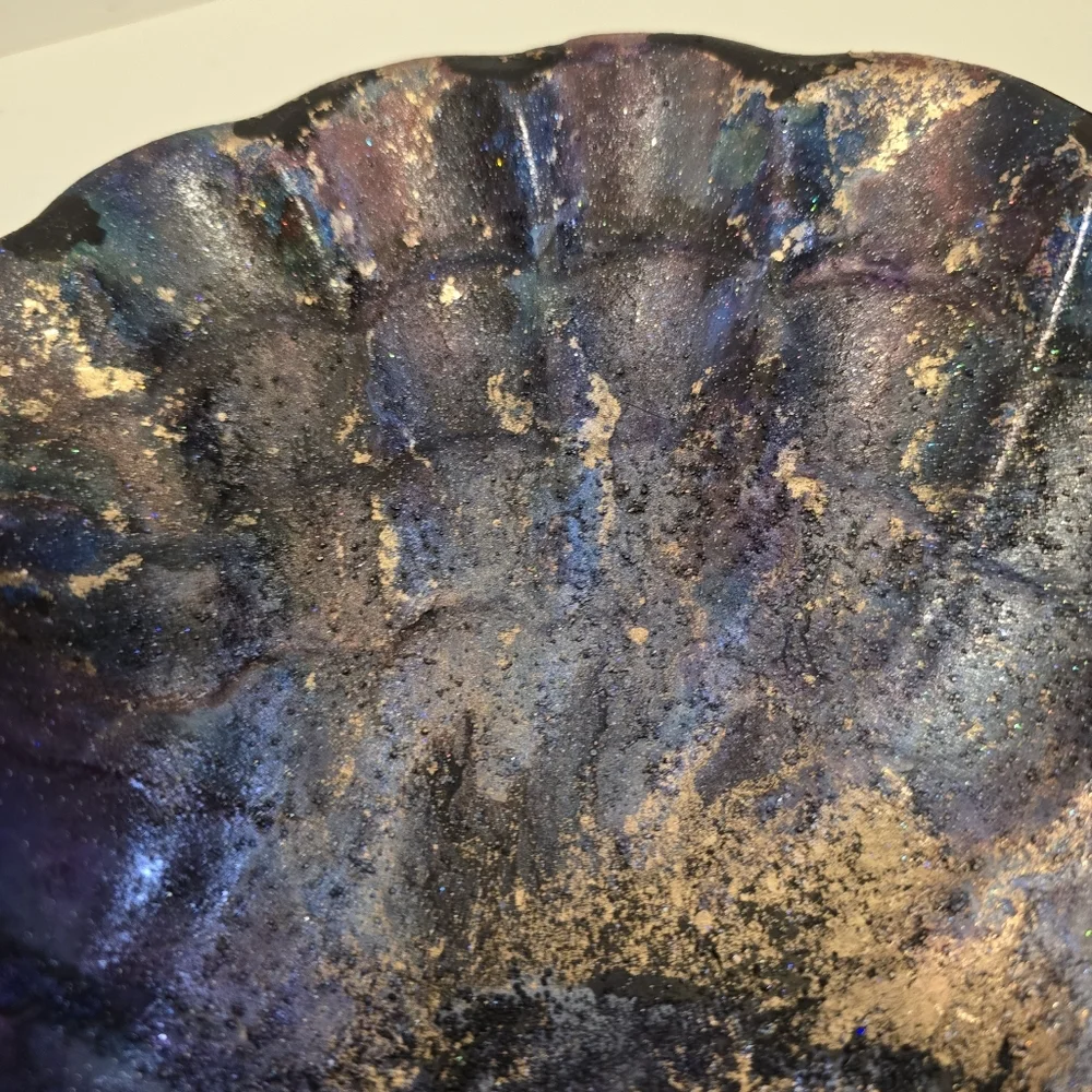 HANDCRAFTED Upcycled Porcelian Seashell Platter HANDPAINTED Tabeltop Art Decor